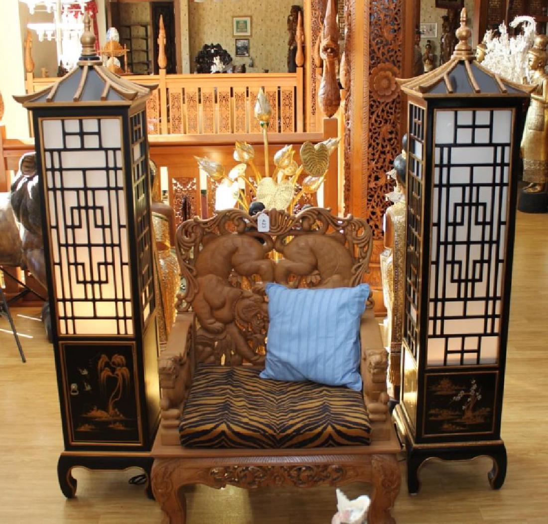 Pair of non matching Chinese lantern floor light (1 of 8)