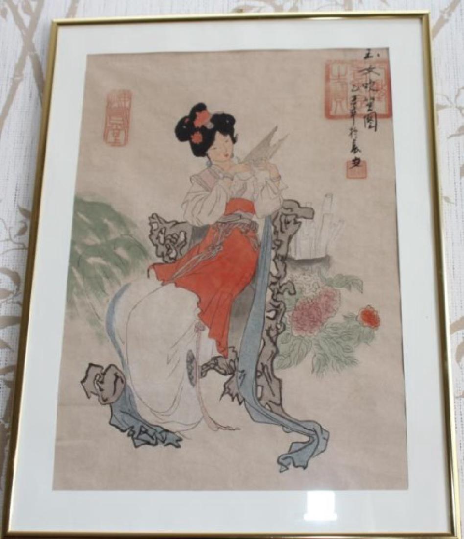 Set of 3 Rice Paper style paintings 18.5"x24" (1 of 3)