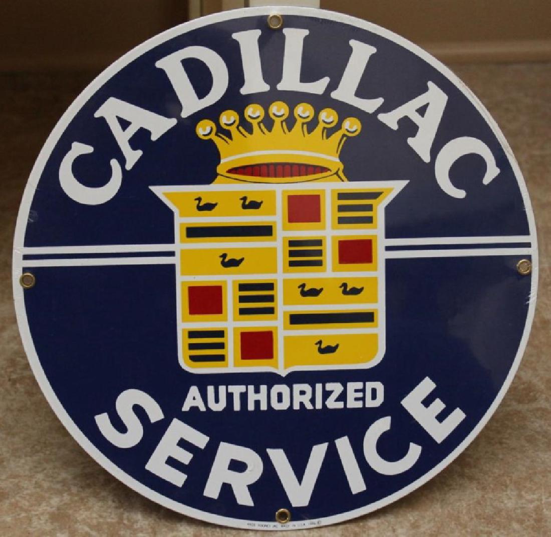 Andy Rooney Inc. Circa 1986 Rd Cadillac Service Sign &: Andy Rooney Inc. Circa 1986 Rd Cadillac Service Sign & 1959 Cadillac Metal Sign "Cadillac Standard of the World"