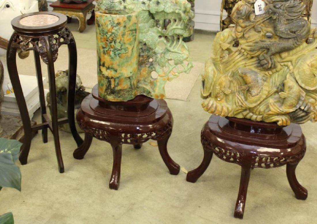 Pair of Asian wood stands 23"x19", Marble top carved (1 of 4)
