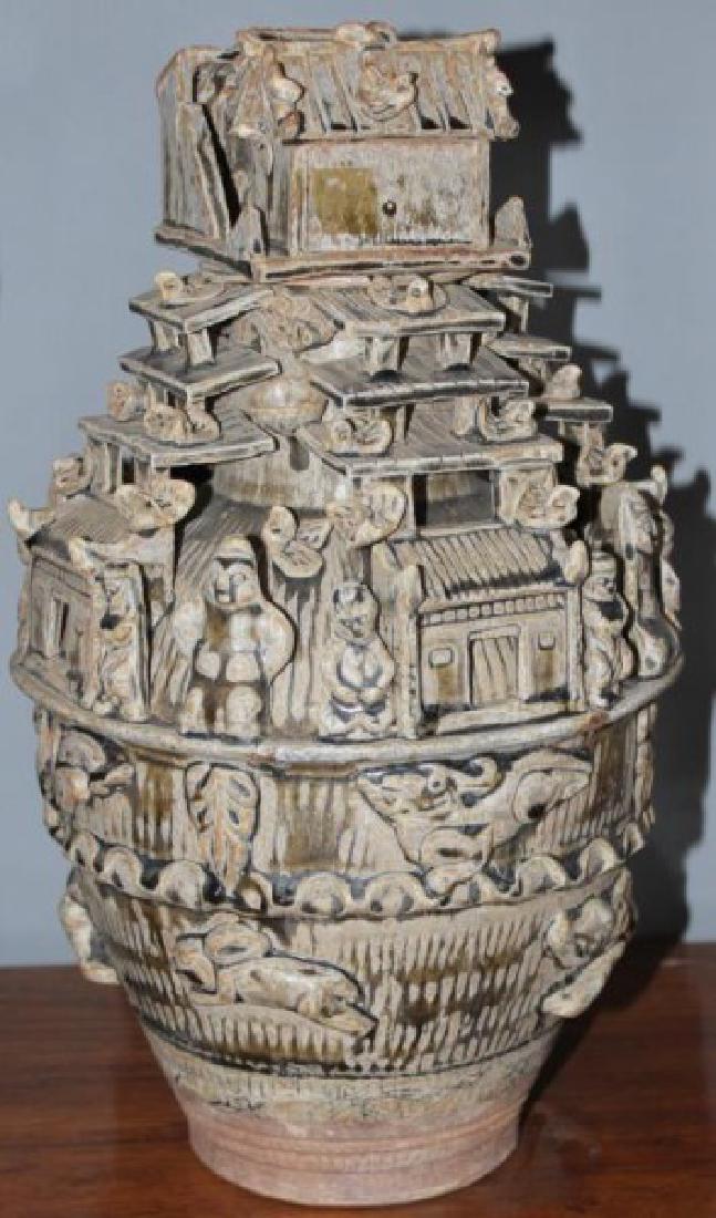 Chinese pottery building form granary vessel; height: (1 of 1)