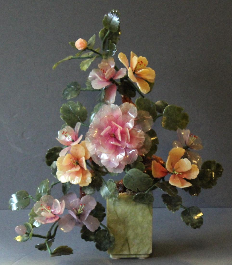 Chinese carved hardstone flower bouquet; 17" x 20" (1 of 4)