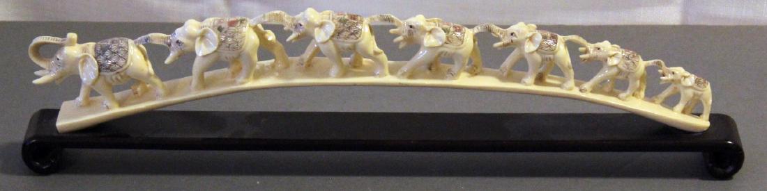 elephant bridge of 7 graduated elephants; 17.5" x 4.5" (1 of 5)