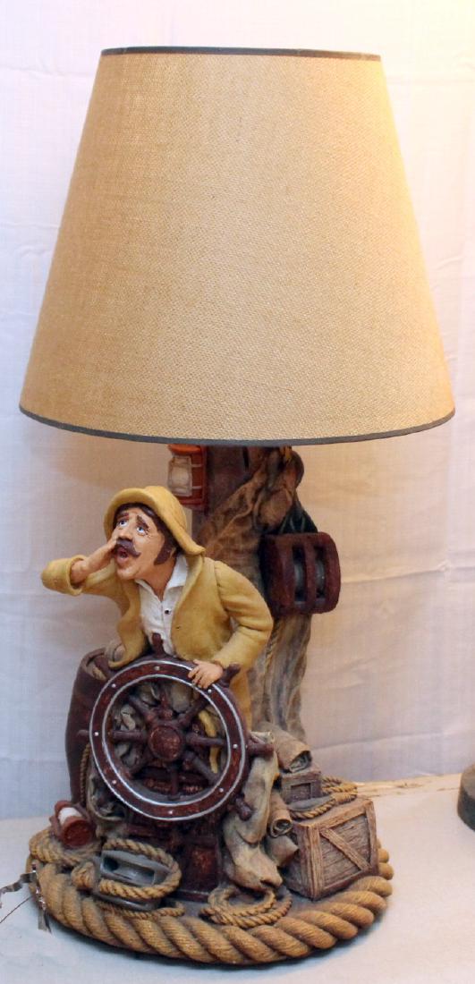 Apsit signed nautical fisherman table lamp; 14" x 34.5" (1 of 2)