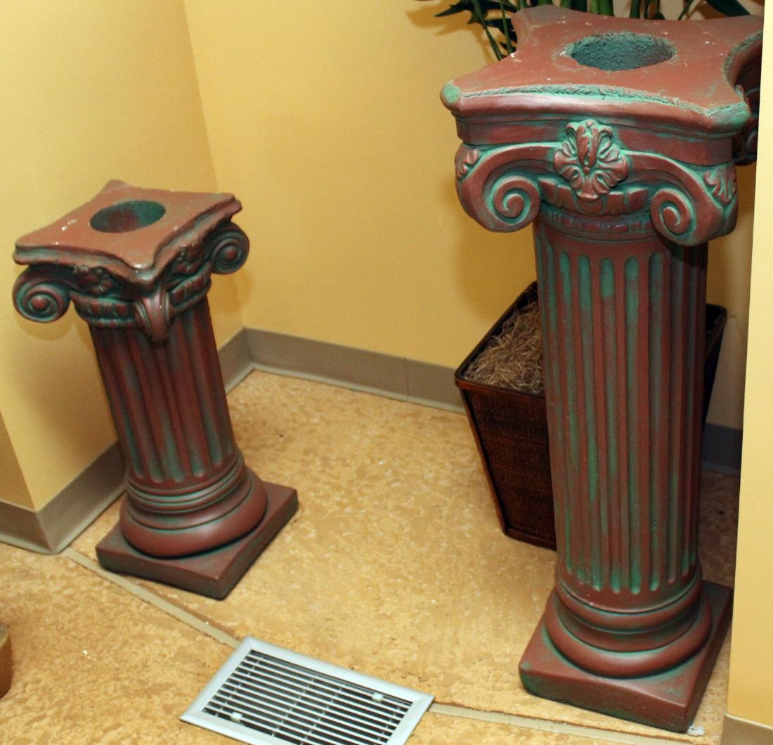 2 antiqued concrete ped. columns 13" x 37.5" & 13" x (1 of 3)