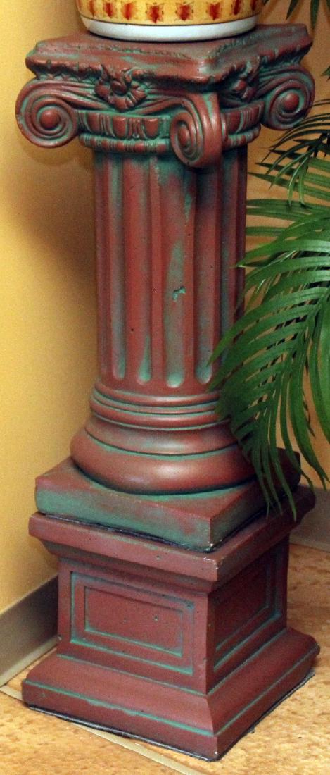 2 Antiqued concrete pedestal columns 10.75" x 25" and (1 of 2)