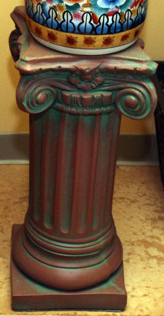 Pair antiqued concrete column stands 11" x 36" & 11" x (1 of 2)