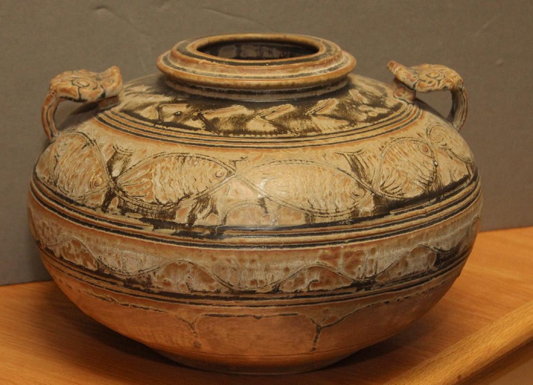 Chinese clay fish vase, partial glaze 12" x 9" (1 of 4)