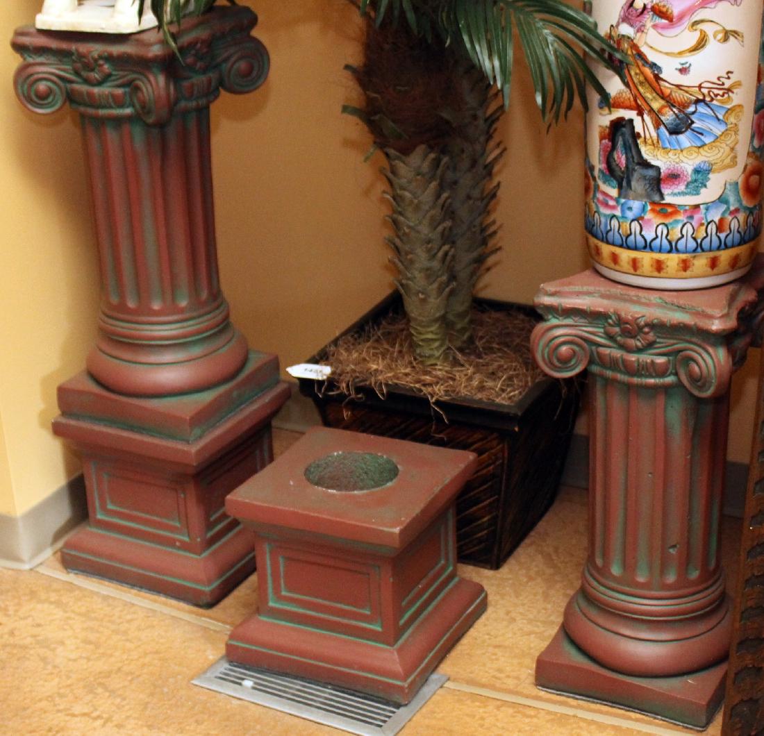 Pair antiqued Concrete Pedestal columns 11" x 36" (1 of 4)
