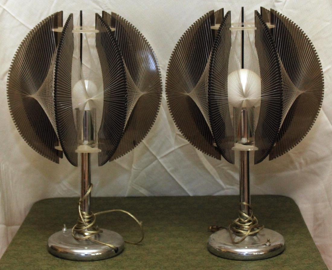 Pair mid century modern chrome, plexi, & string (1 of 2)