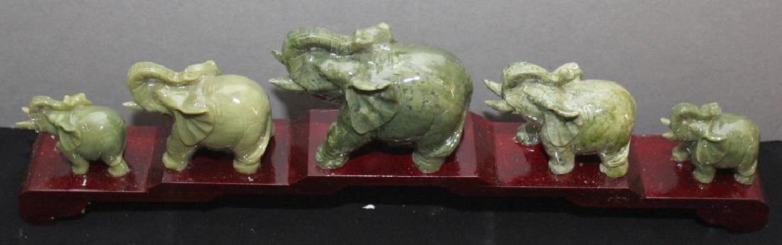 Chinese carved Jade hardstone elephant bridge, 20"w x (1 of 5)