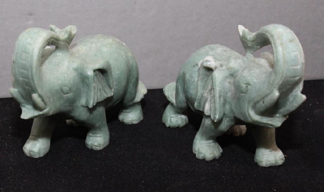 Chinese carved Jade hardstone elephants, 5.5"w x 4.5"h (1 of 3)