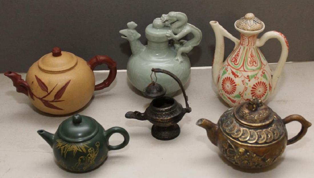 6 asstd Asian celadon & other teapots & ewers, smallest (1 of 7)