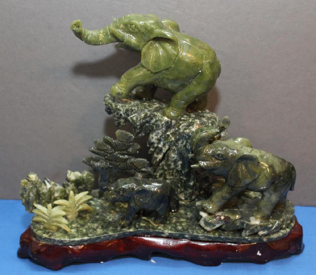 Chinese carved Jade hardstone elephant landscape 12" (1 of 5)