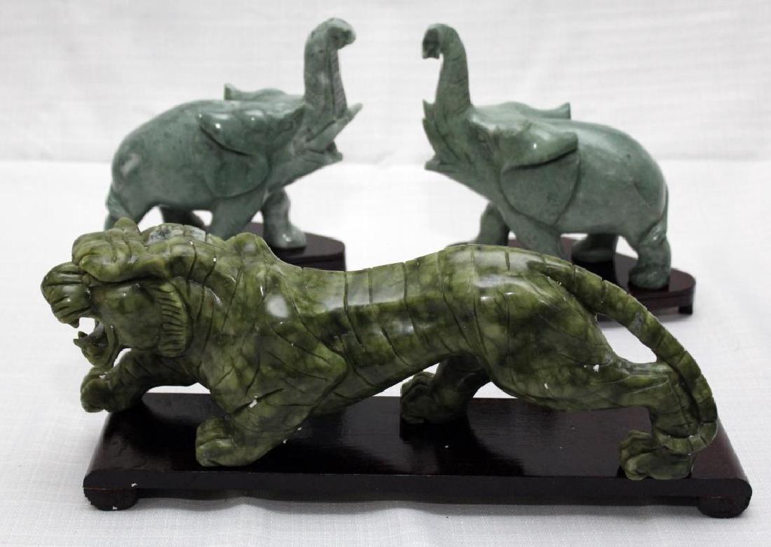 Chinese carved Jade hardstone tiger 12.75" wide x 5.5" (1 of 4)