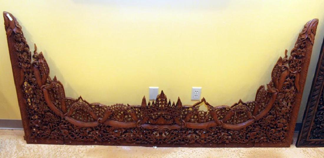 7 wood carved Asian archway panels, overall 81" wide x (1 of 5)
