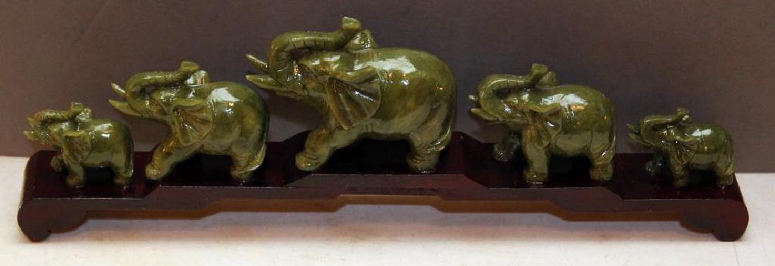 Chinese carved Jade hardstone elephant bridge 20" wide (1 of 3)