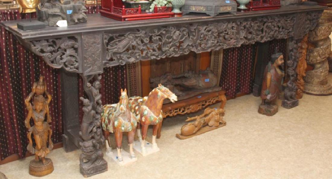 Large Asian carved hardwood Altar table, modern height (1 of 7)