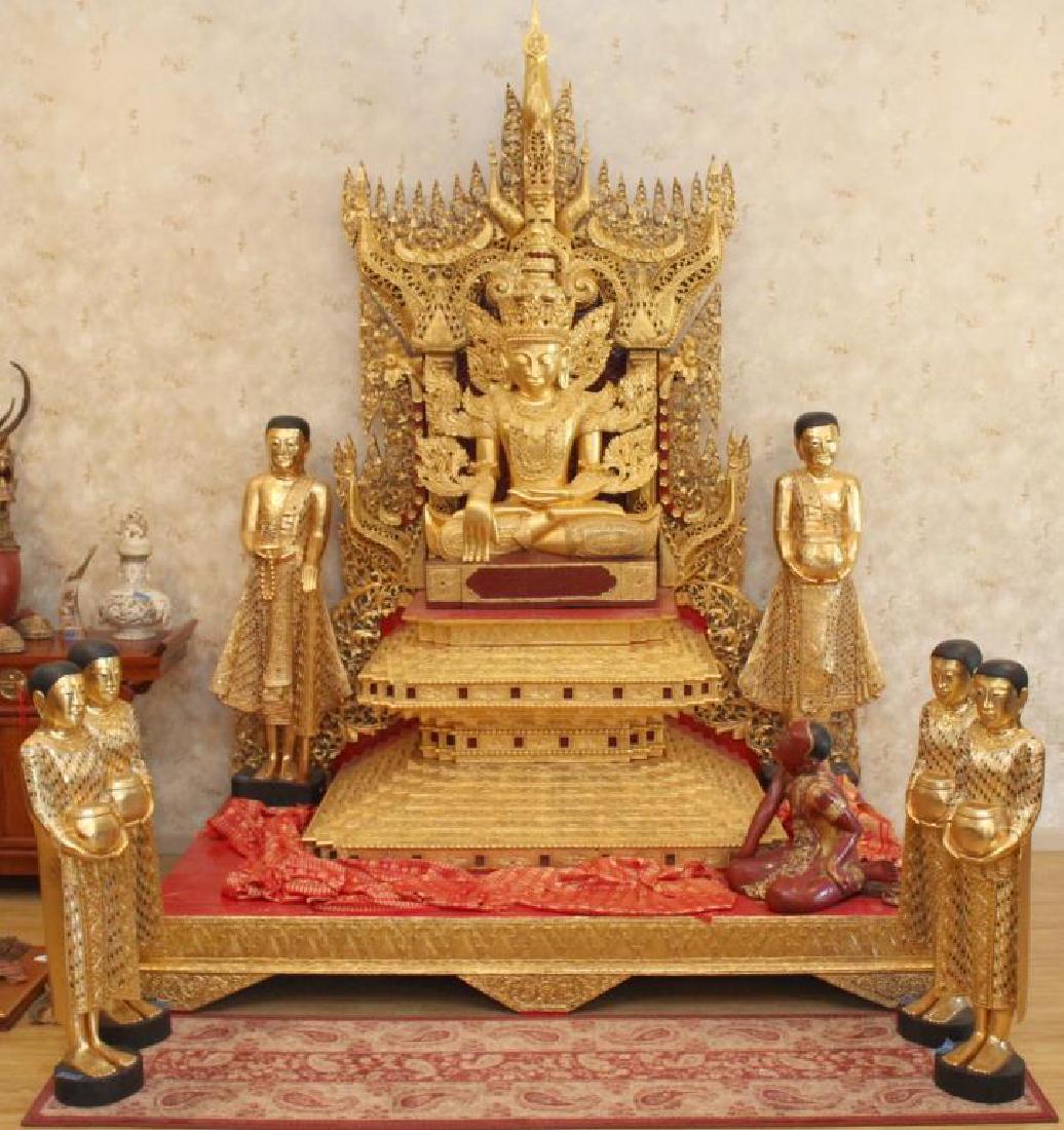 Large gilt & painted Burmese assembled Altar with (1 of 10)