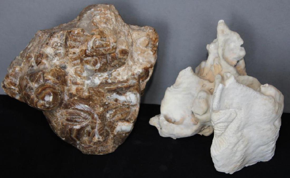 Mexican carved stone face 8" x 10" and a stone carving (1 of 5)