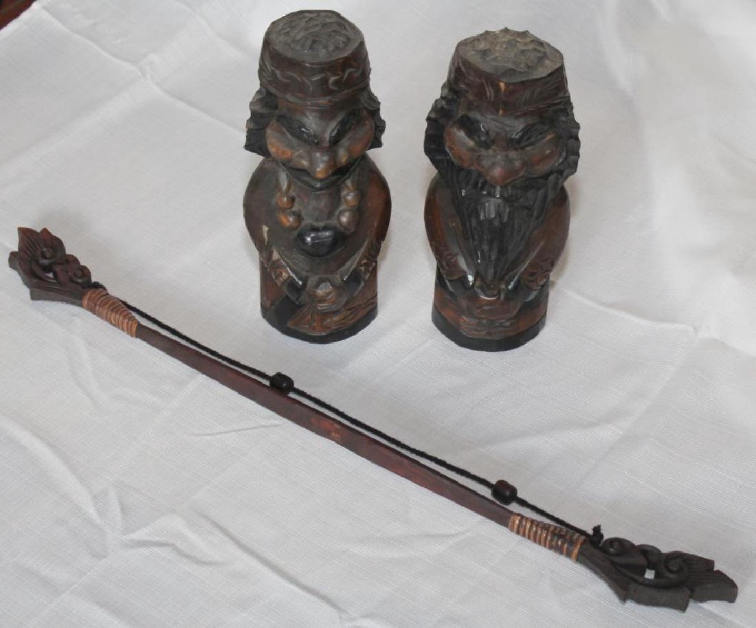 (2) Haitian wood carved men figures, Thai wall hung (1 of 5)