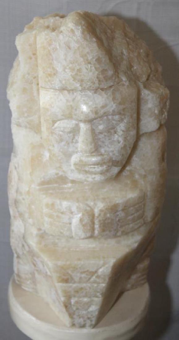 Mexican stone carved man 22.5" x 11.5" on pedestal (1 of 4)