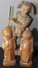(3) Myanmar carved wooden statues -- (1) girl 18.5" x