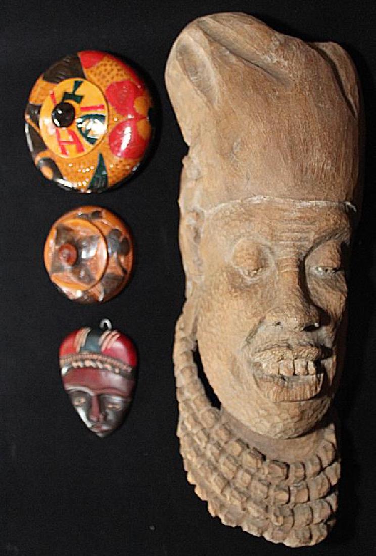(4) Haitian carved items -- (1) large signed head form (1 of 4)