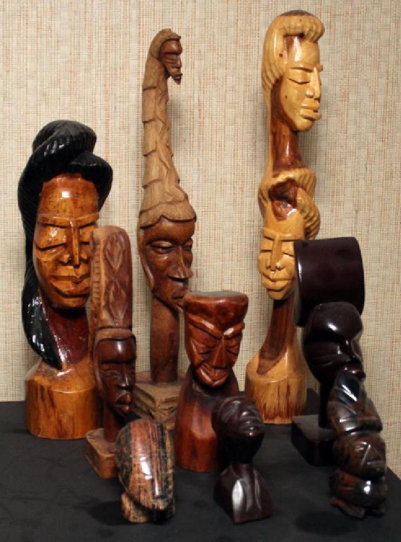 Grouping of 9 wood & stone carved, mostly Haitian & (1 of 4)