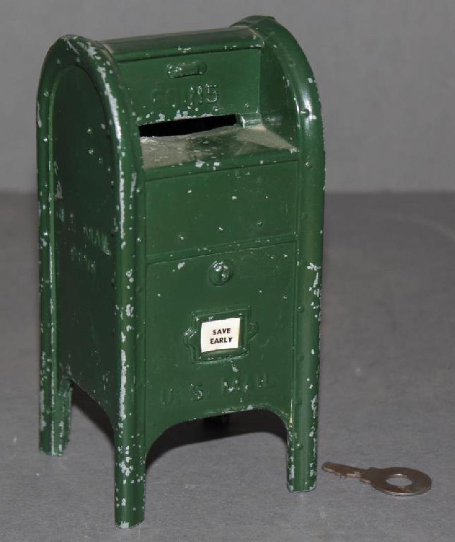 US Mail box still bank with key, 5.75" tall x 2.5" wide (1 of 3)