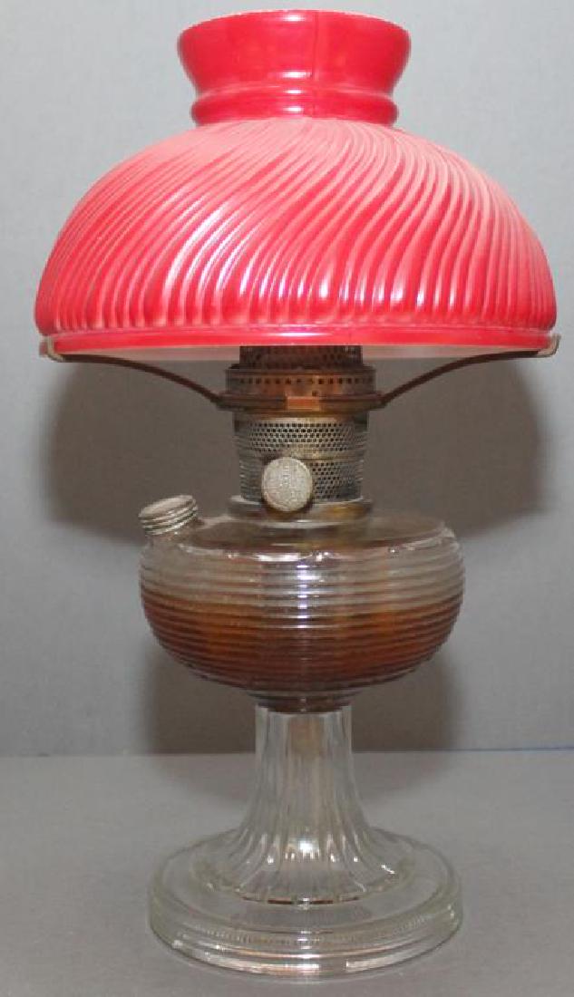 glass pedestal oil light, burner "Aladdin Model B" 12" (1 of 3)