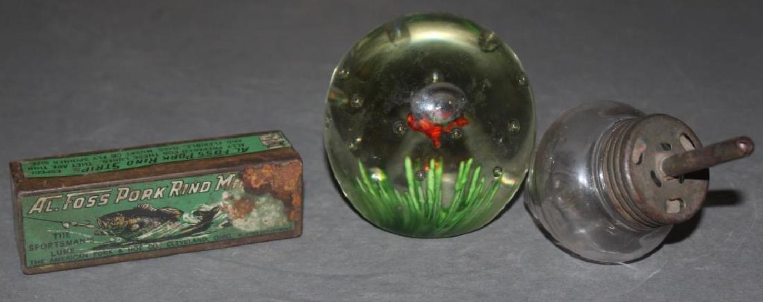 asstd lot Al. Foss Pork Rind strips tin litho bait tin, (1 of 4)