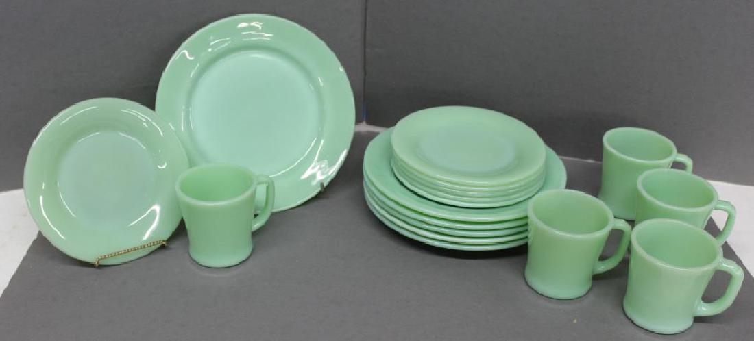 Jadeite Fire King set including (6) 9" plates, (6) (1 of 1)