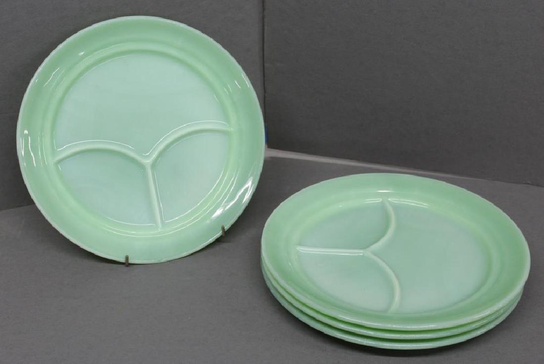 (4) Jadeite Fire King restaurant plates; 9.75" dia (1 of 1)