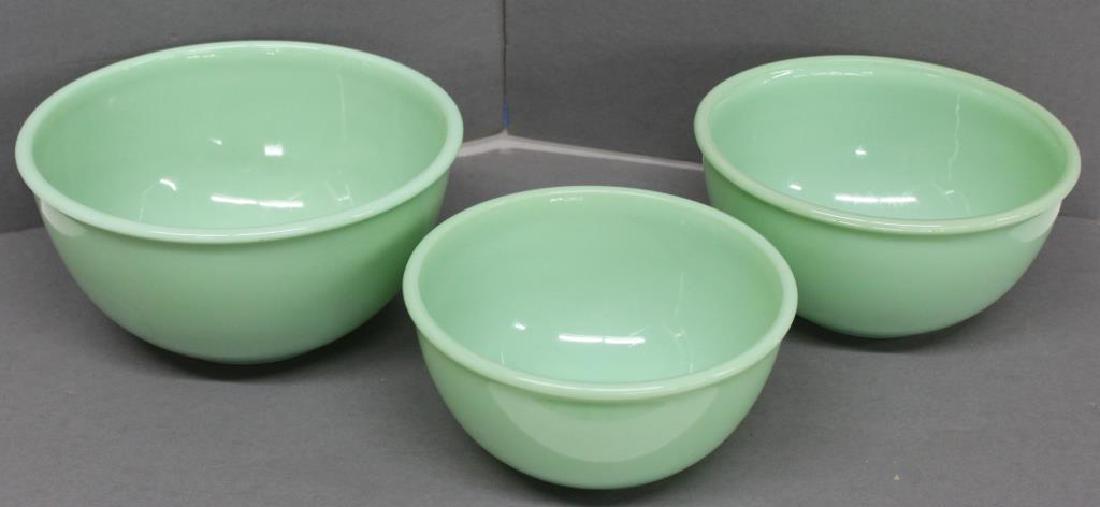 set of 3 Jadeite Fire King mixing bowls, 8", 9" & 10" (1 of 1)