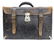 Leather satchel, 17" long x 12" high x 7" deep