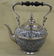 gray agate teapot with polished pewter mounts,