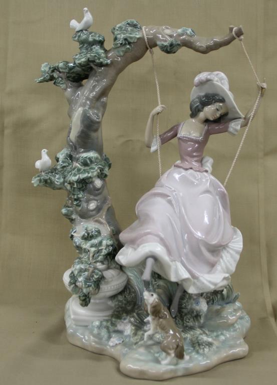 LLadro porcelain young girl on swing, 14.5" high (1 of 1)