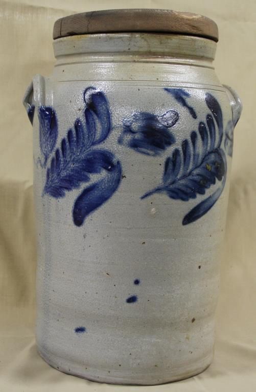blue tulip decorated salt glaze butter churn, 4 (1 of 3)
