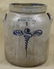 blue decorated salt glazed crock, 2 gallon