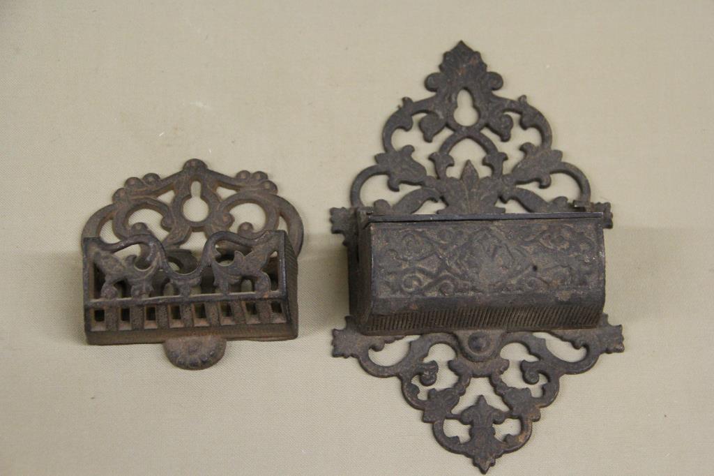 (2) cast iron match holders, wall mount (1 of 2)