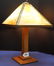 square oak table lamp with caramel slag glass - 2
