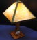 square oak table lamp with caramel slag glass - 3