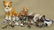 tray lot 18 ceramic cat figures, German metal cat,