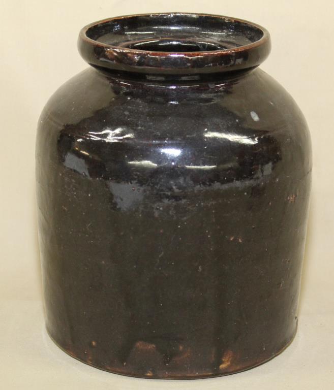 brown glazed stoneware canning crock, no lid, (1 of 1)