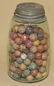 Mason's 1858 pint jar with clay marbles