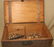 wooden chest with dzs old corks, lift out tray - 2