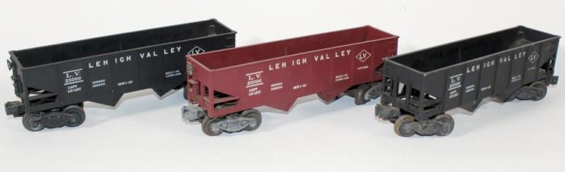 3 Lionel Lehigh Valley 6456 2 hopper coal cars: 3 Lionel Lehigh Valley 6456 2 hopper coal cars