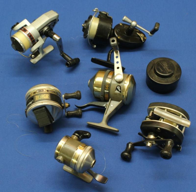 (6) fishing reels - 101 Penn Reels; 44 Classic;: (6) fishing reels - 101 Penn Reels; 44 Classic; Garcia Mitchell; Zebco; U14 Classic; Abu Sweden; Mitchell large spool of line; and many lures (see photo)