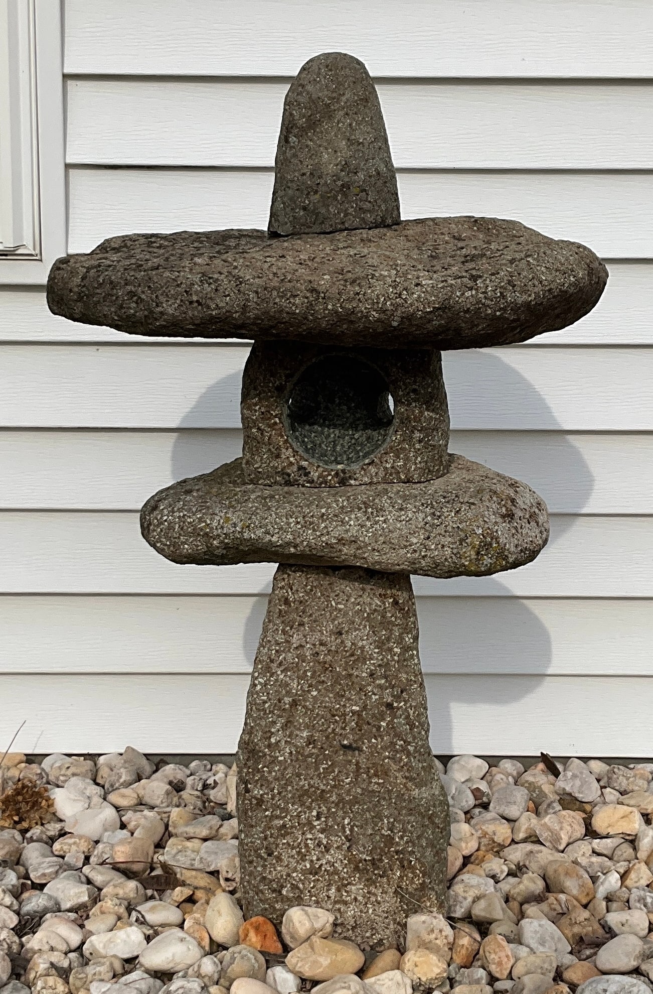Five piece carved stone Asian garden lantern: measuring approximately 43 inches tall. ***Statue is extremely heavy. Auction Company will assist in loading with heavy machinery onto a truck of some sort (NO Cars or SUVs - TRUCKS ONLY). Buyer is re